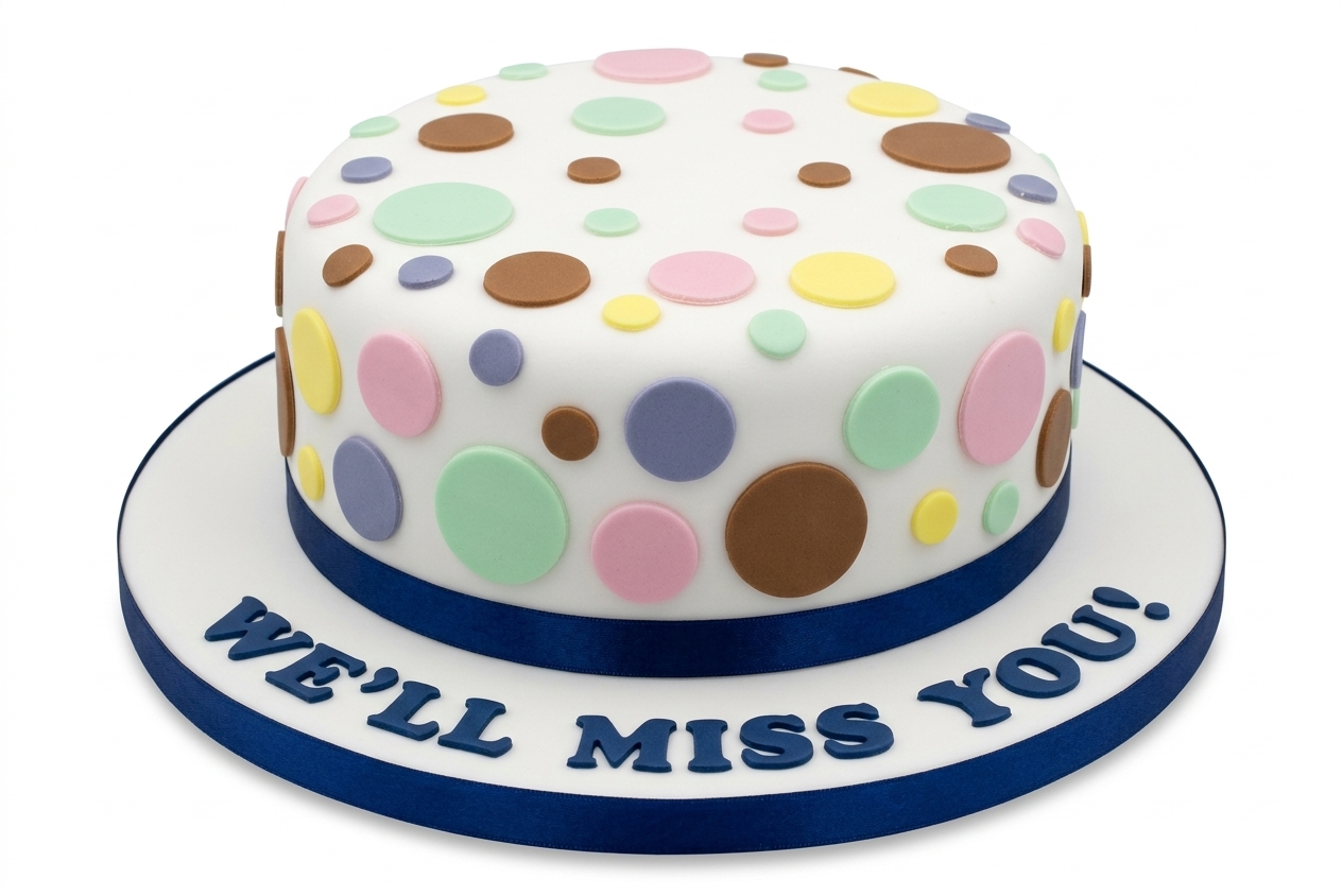 Colourful Polka Dot Leaving Party Cake