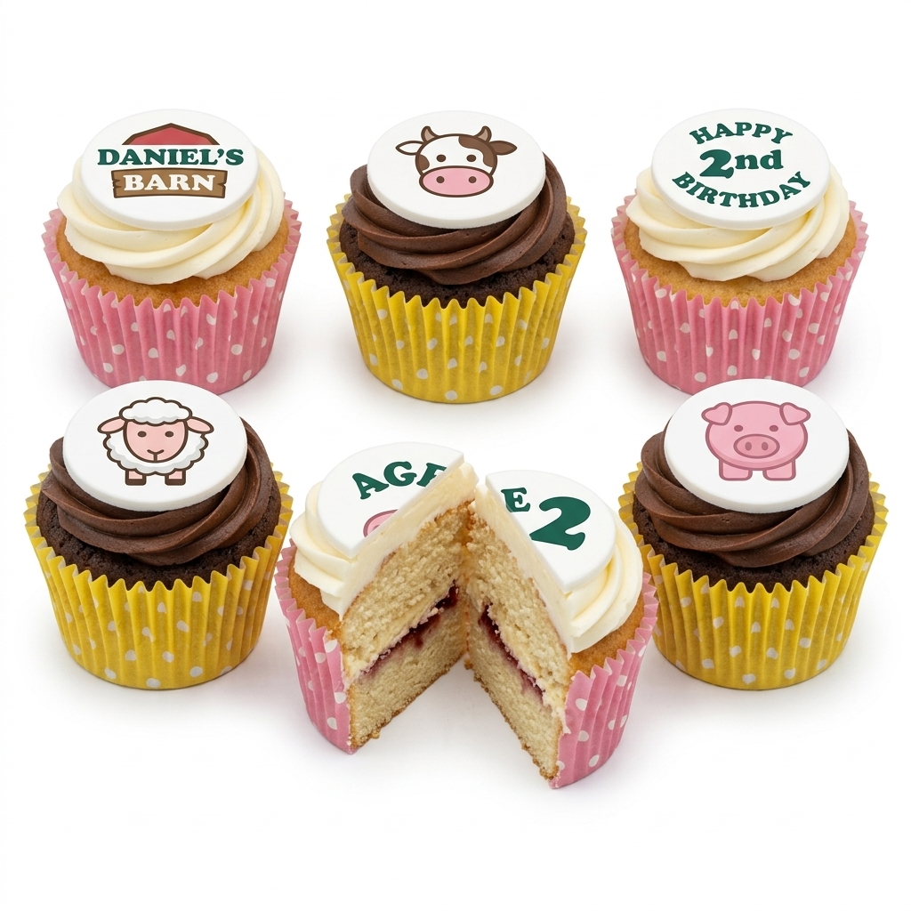 Farm Animals Birthday Cupcakes