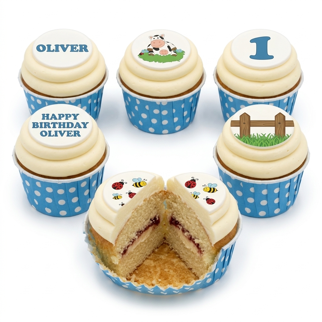 Farm Animal & Garden Birthday Cupcakes for Kids