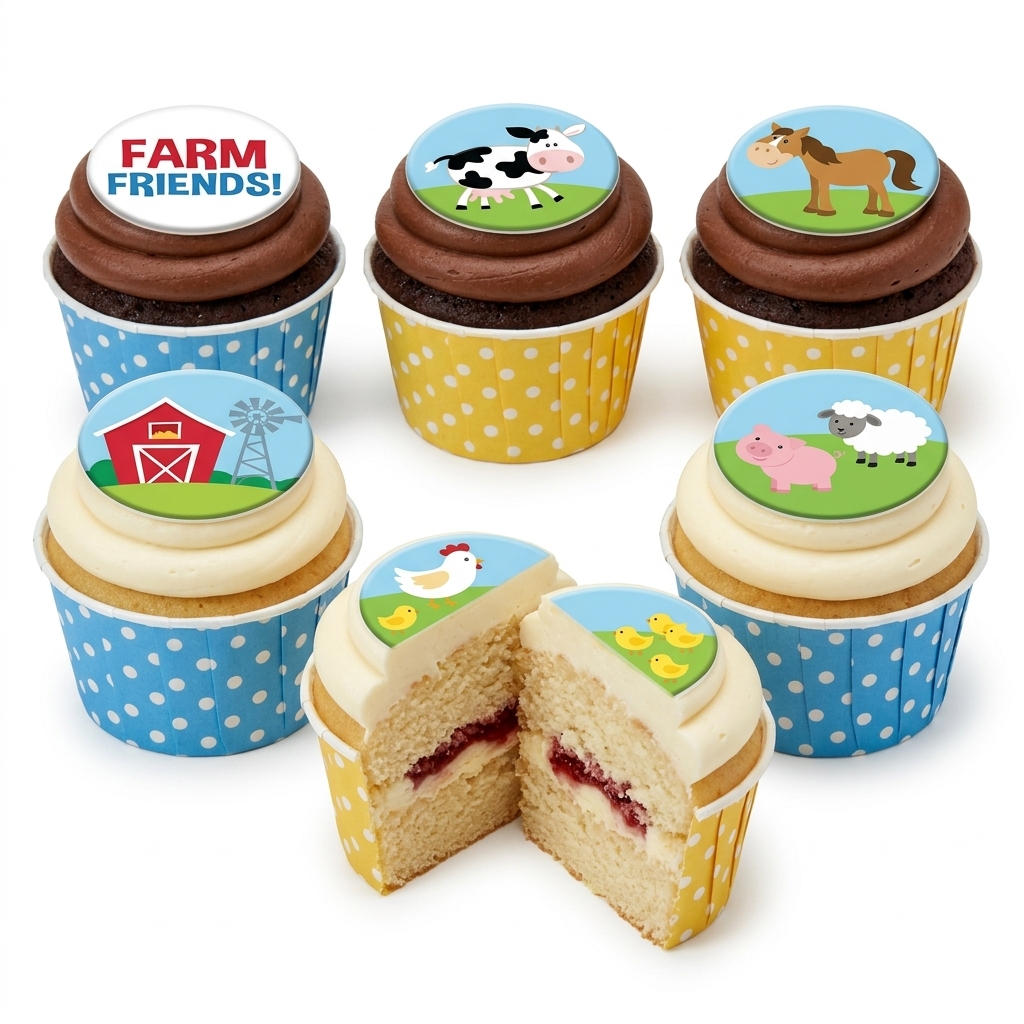 Farm Friends Kids Birthday Cupcakes
