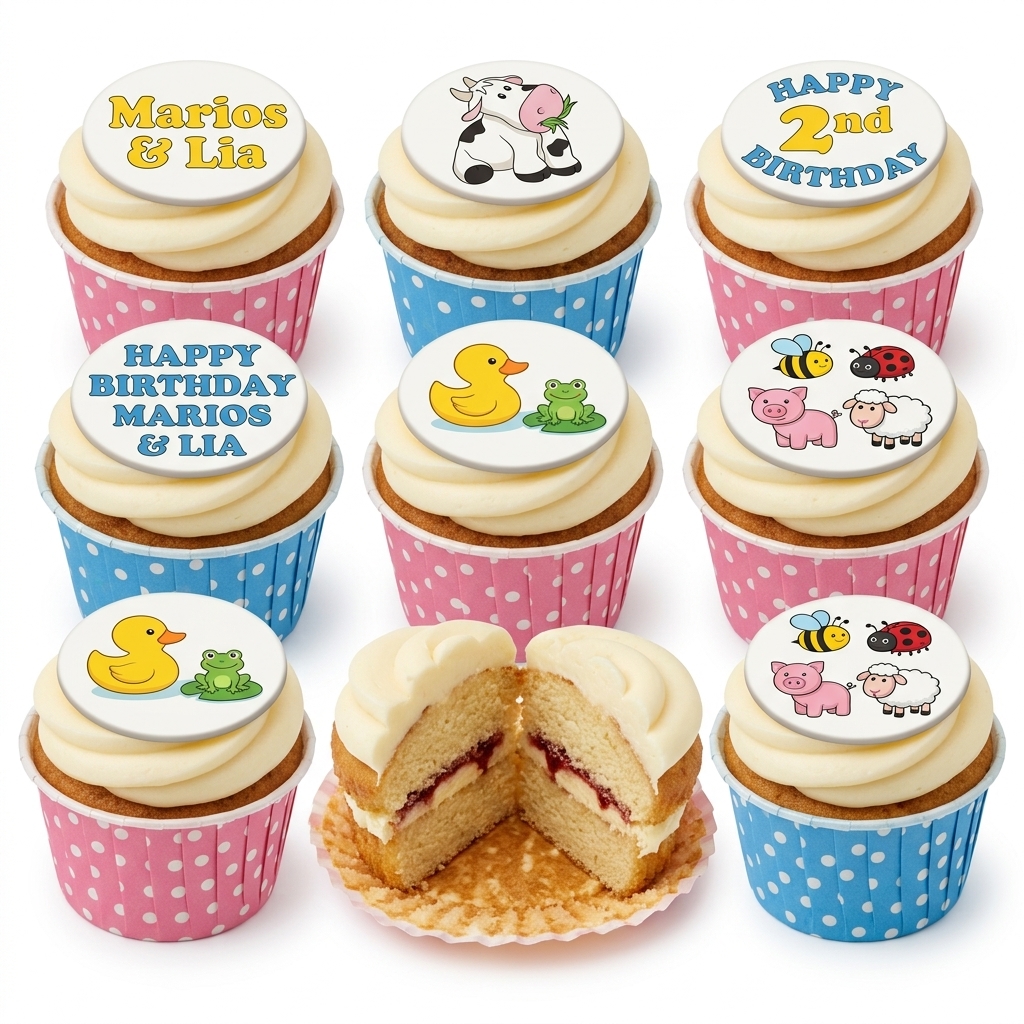 Animal Theme Kids Birthday Cupcakes