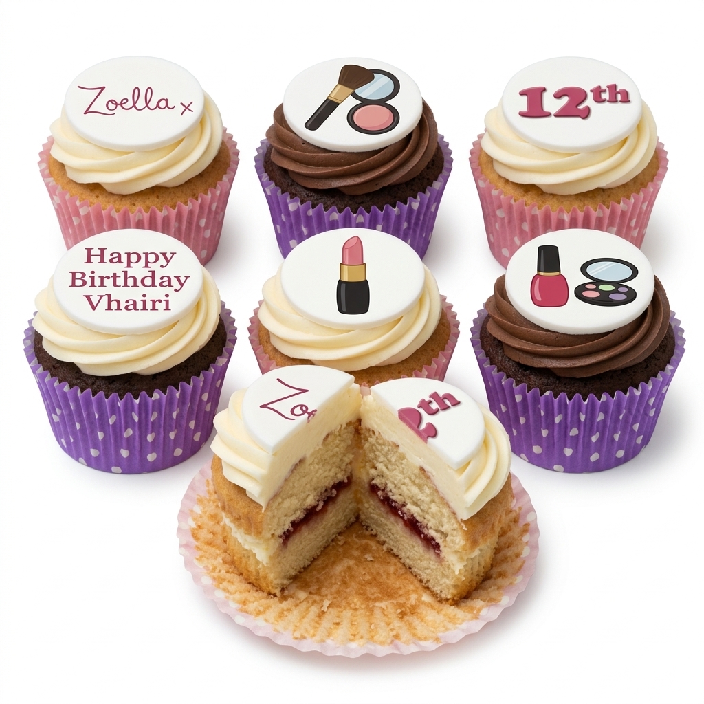 Makeup Theme Birthday Cupcakes for Her