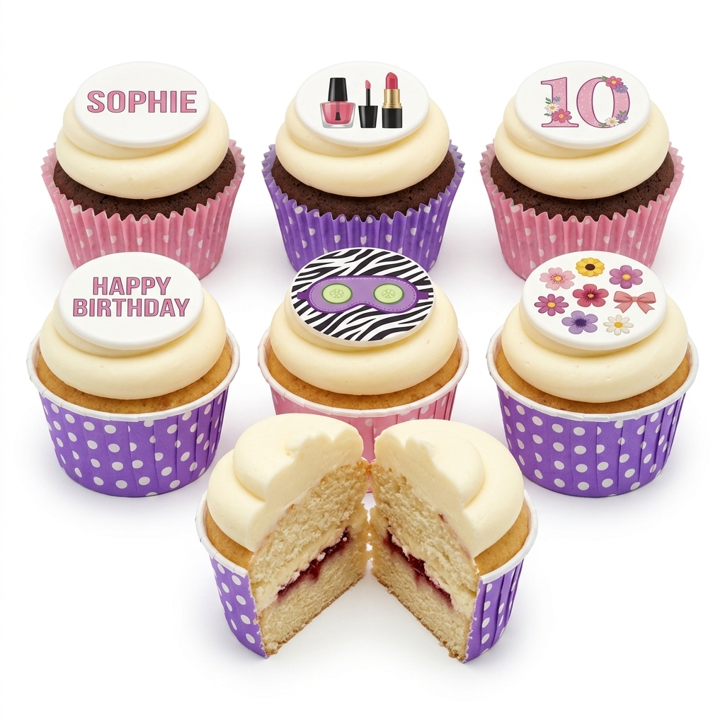 Ladies Birthday Cupcakes with Custom Toppers
