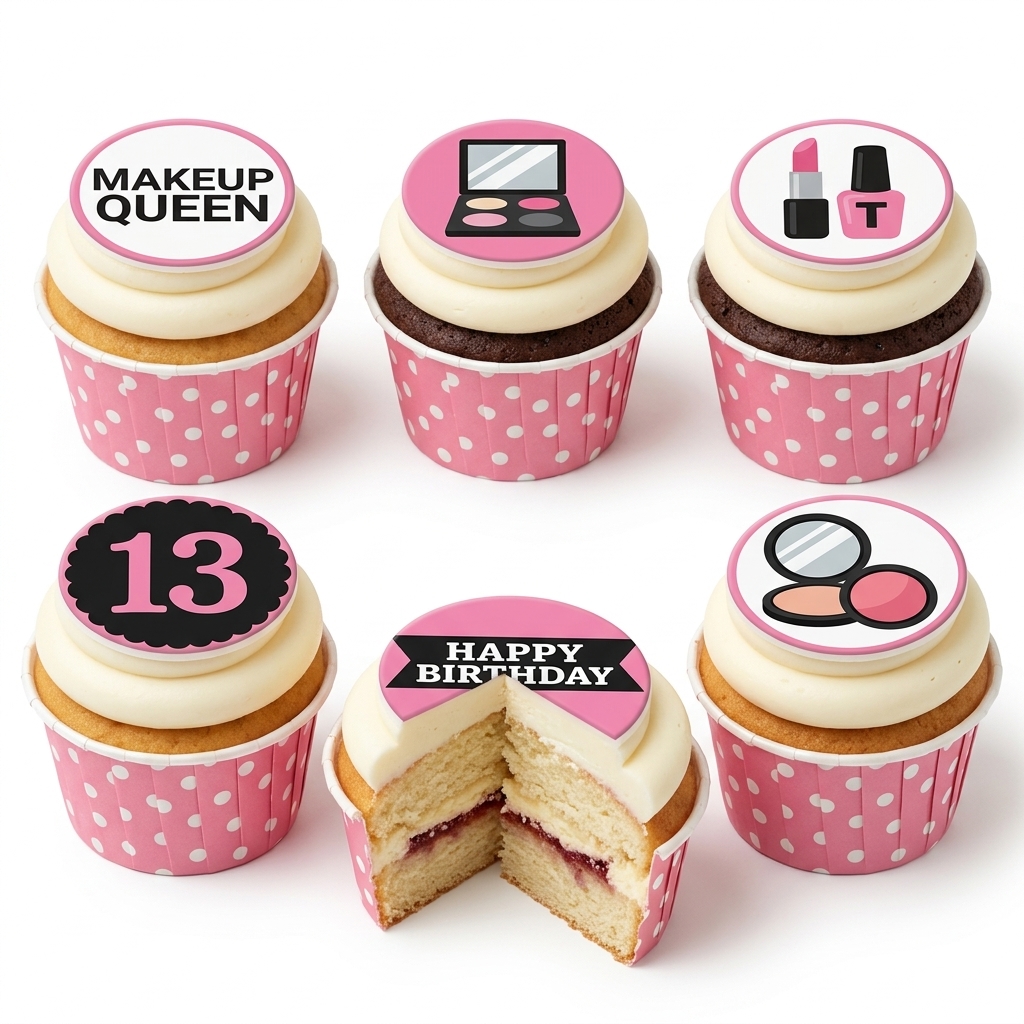 Makeup Theme Birthday Cupcakes