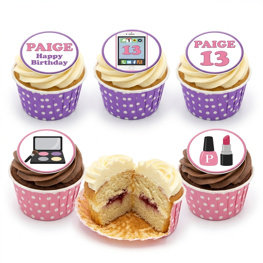 Glamour Birthday Cupcakes for Her with Custom Age Toppers