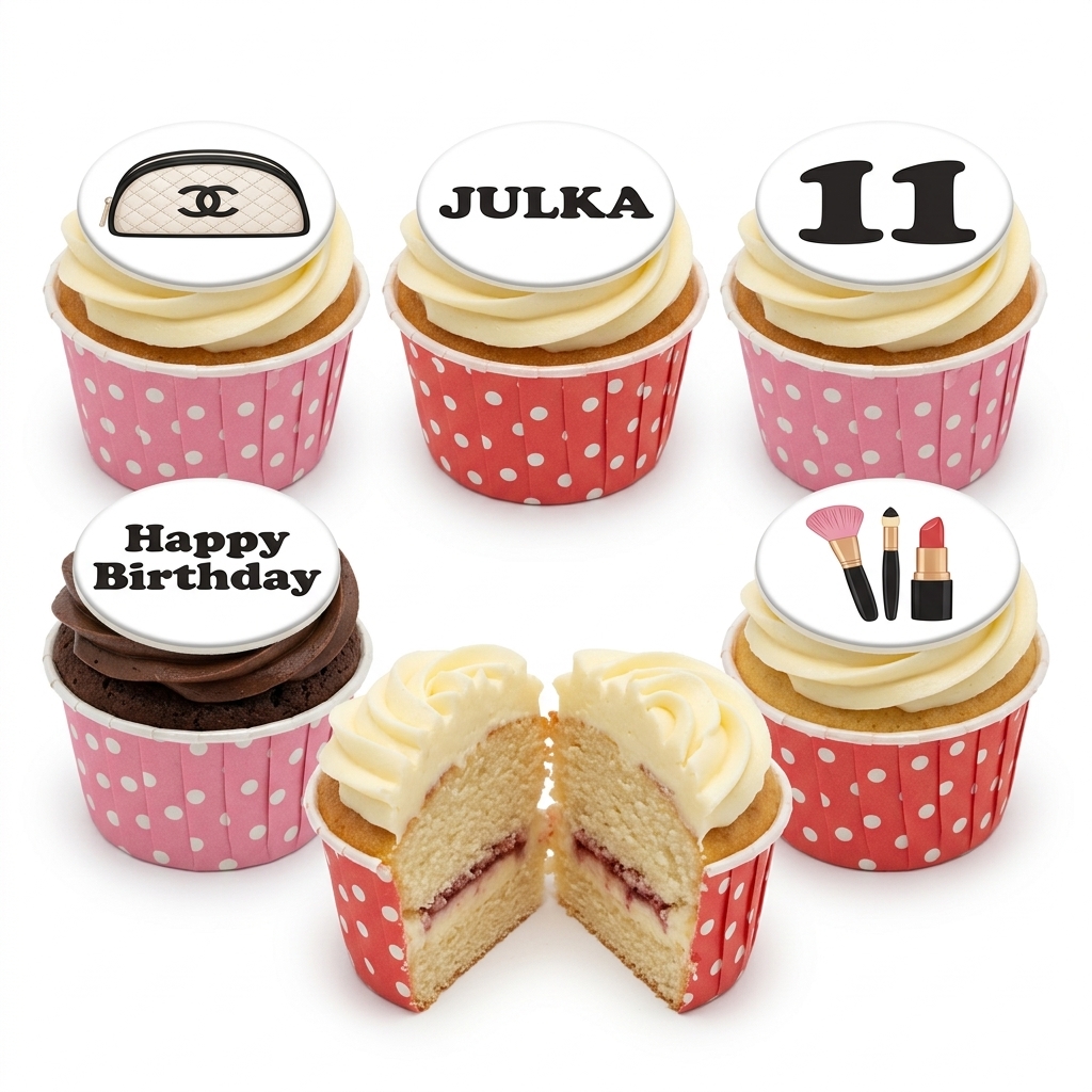 Makeup Theme Birthday Cupcakes for Girls