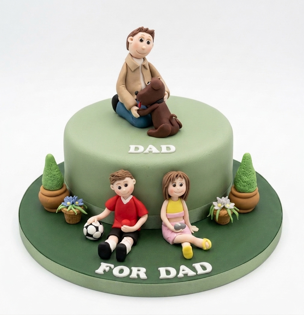 Birthday Cake for Dad with Family Figures