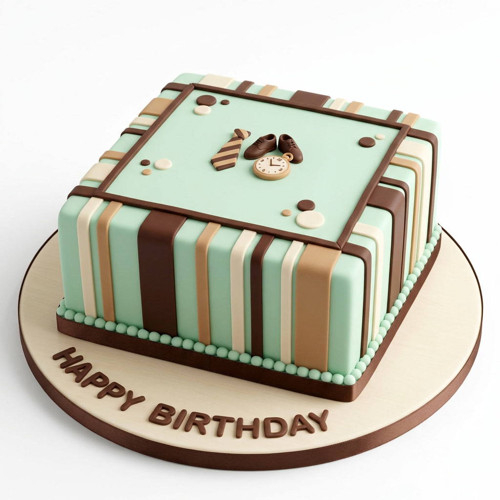 Gentleman's Striped Birthday Cake for Men
