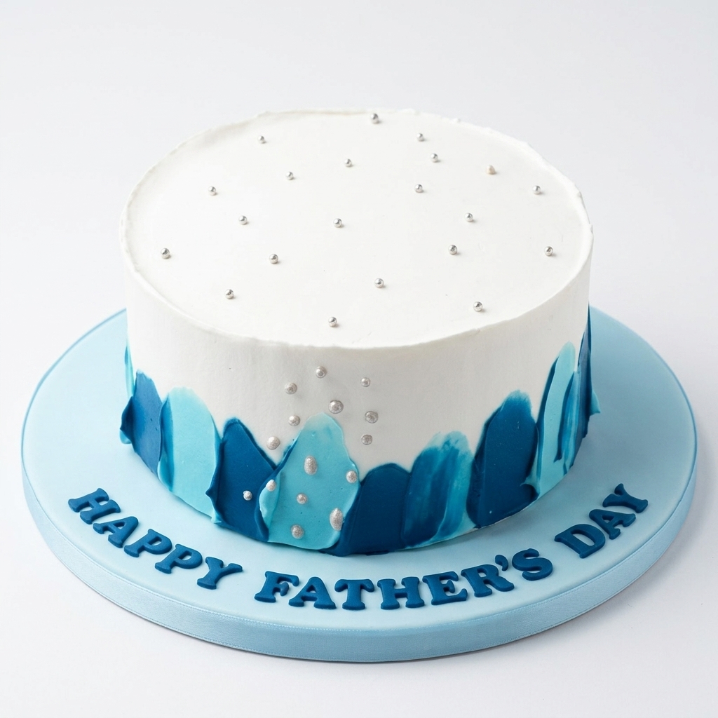 Modern Blue Brushstroke Father's Day Cake