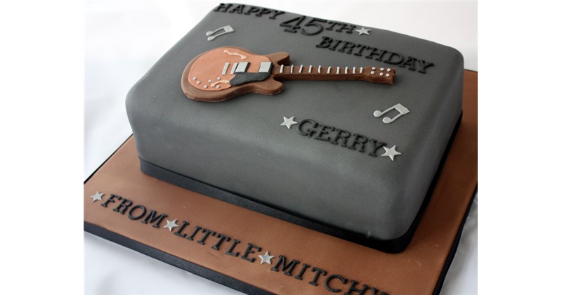 Order Starry Blue Fondant Guitar Cake Online, Price Rs.1950 | FlowerAura