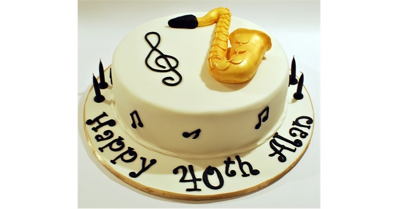 154GN Happy Birthday Saxophone Cake Topper • Edible Print Montreal
