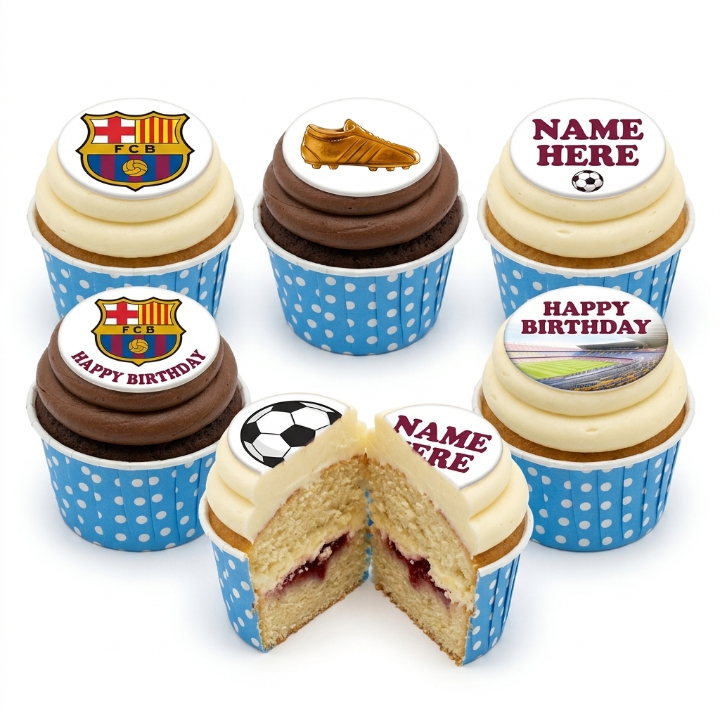 FC Barcelona Football Birthday Cupcakes