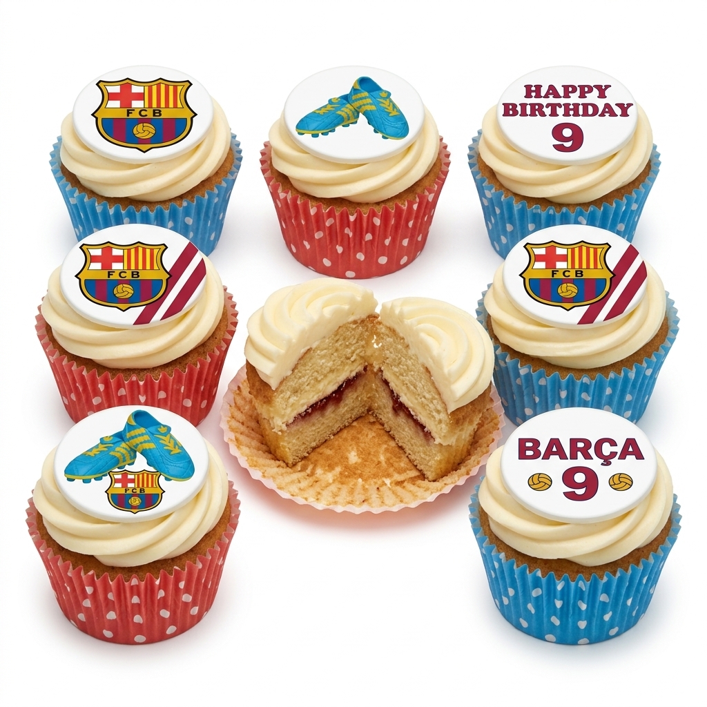 FC Barcelona Football Birthday Cupcakes