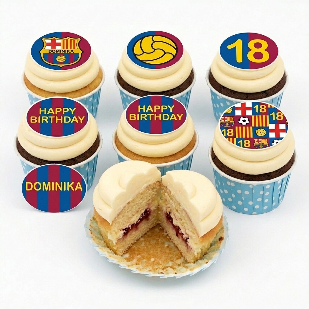 FC Barcelona Football Birthday Cupcakes
