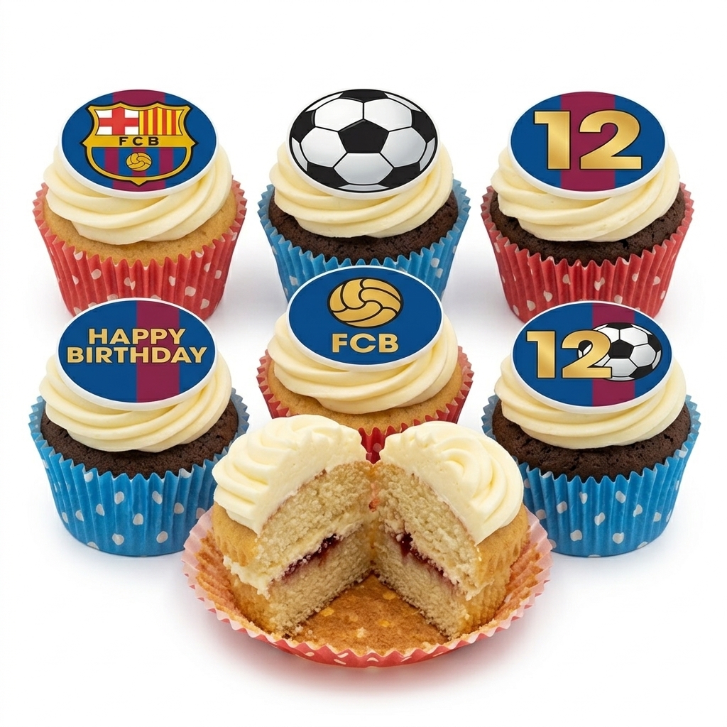 FC Barcelona Football Birthday Cupcakes
