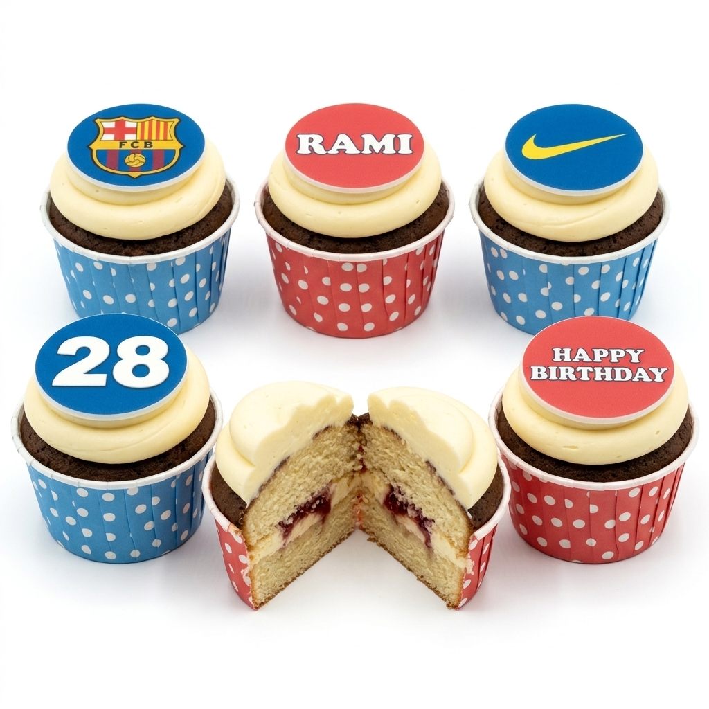 Football Birthday Cupcakes with Custom Age & Name