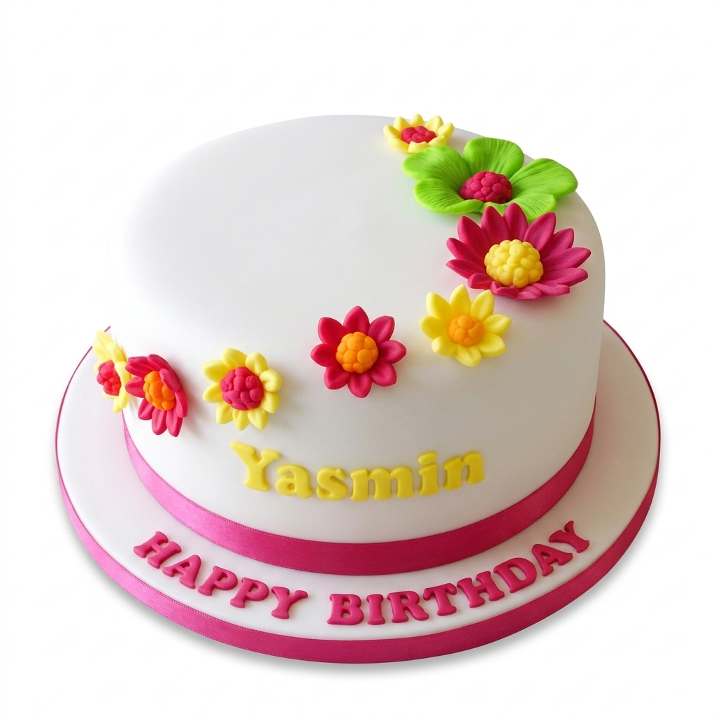 Floral Birthday Cake with Bright Sugar Flowers