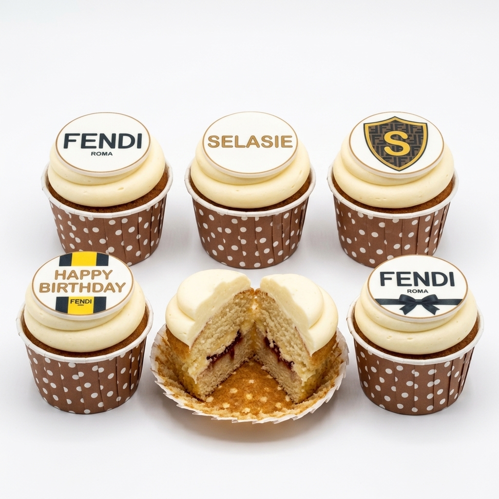 Fendi Inspired Designer Birthday Cupcakes