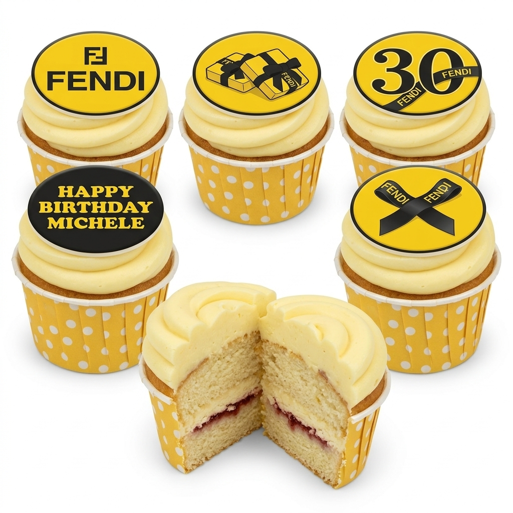 Fendi Themed Birthday Cupcakes with Custom Age Topper