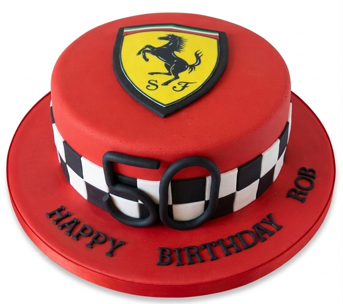 Ferrari Racing Birthday Cake with Custom Age
