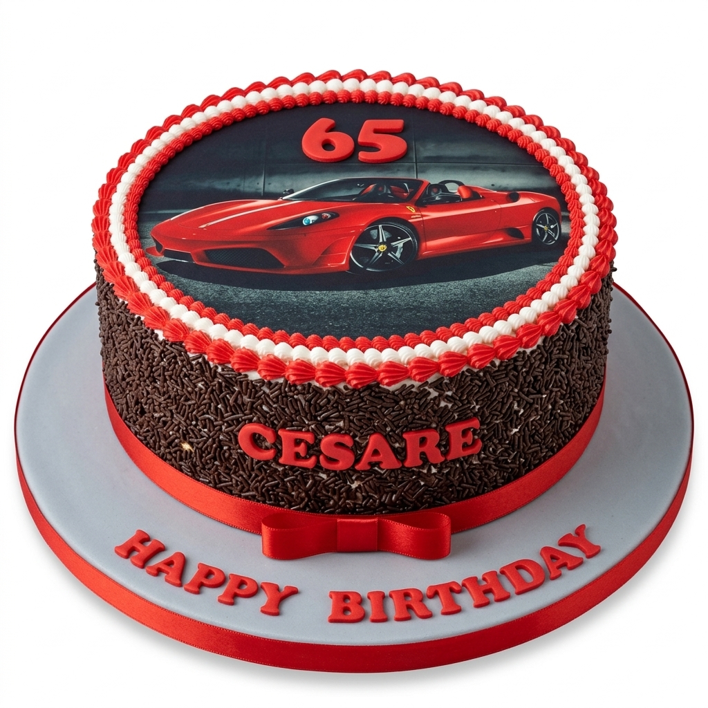 Personalised Red Ferrari Car Birthday Cake
