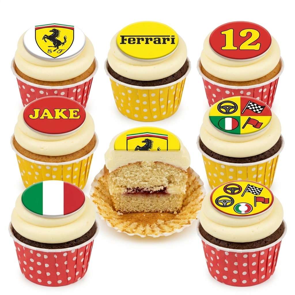 Ferrari Racing Theme Birthday Cupcakes