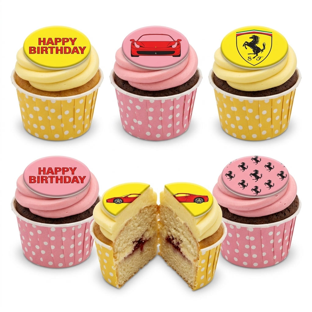 Ferrari Sports Car Birthday Cupcakes