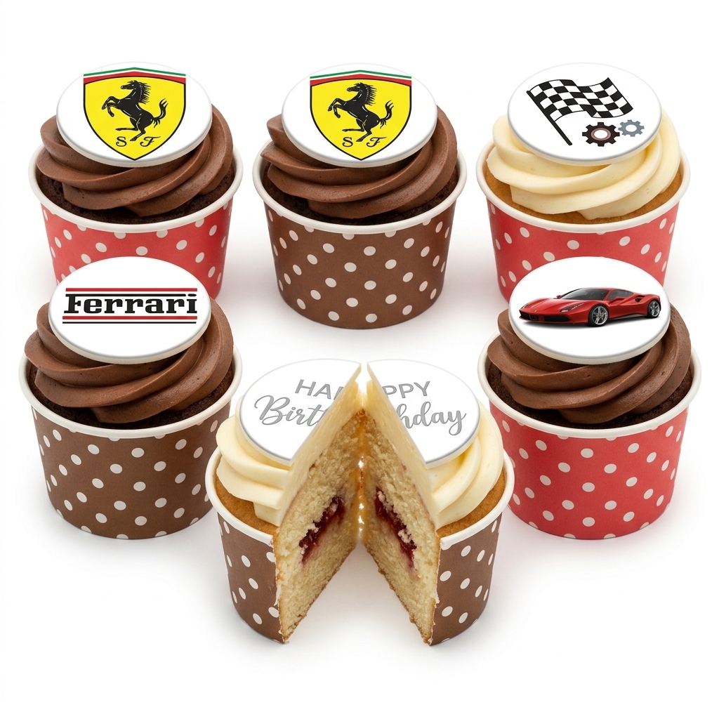 Ferrari Racing Car Birthday Cupcakes