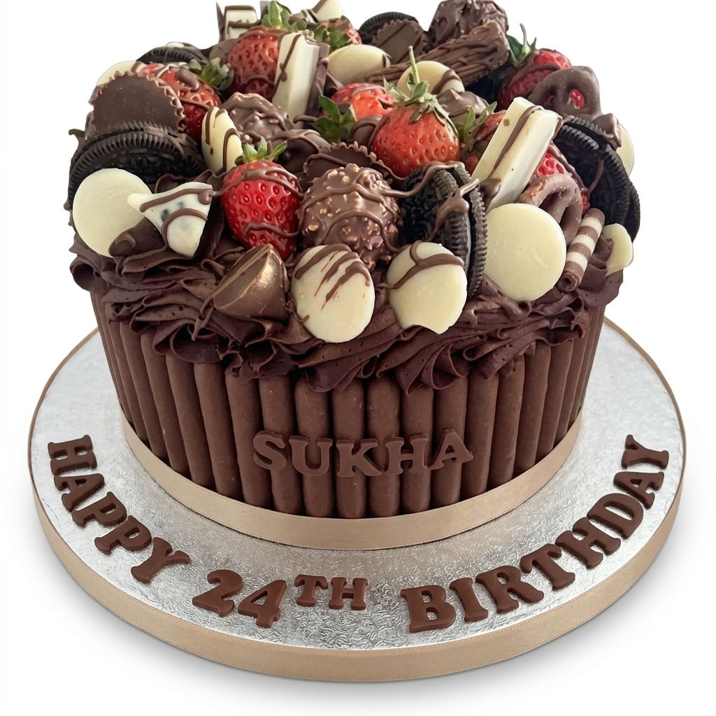 Chocolate Indulgence Birthday Cake with Strawberries