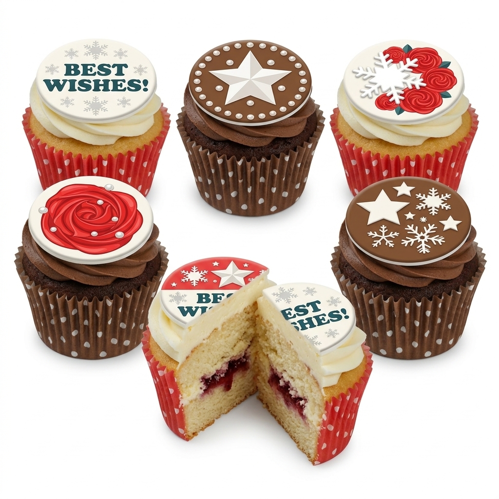 Festive Christmas Cupcakes with Snowflakes & Stars
