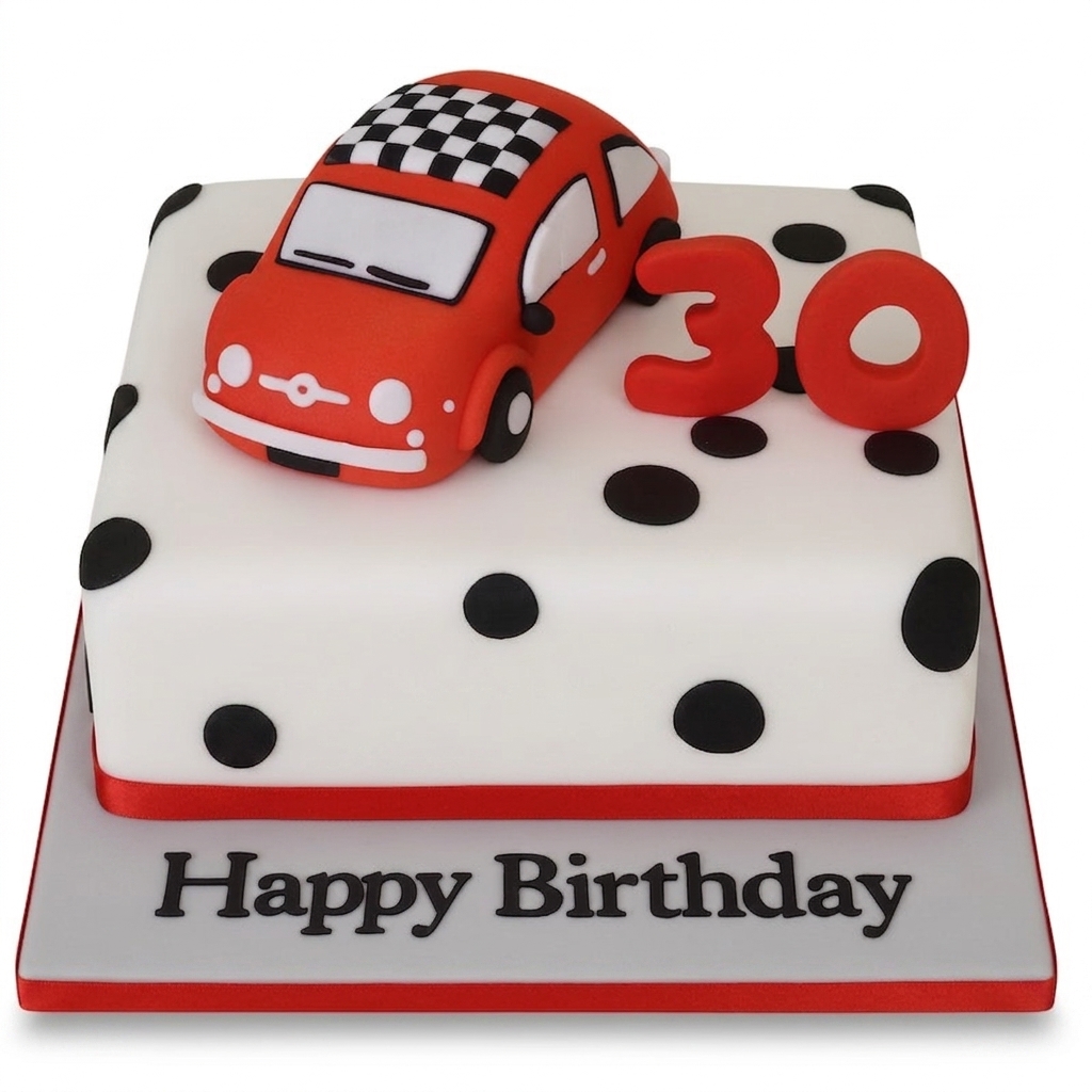 Car Theme Birthday Cake with Custom Age Topper