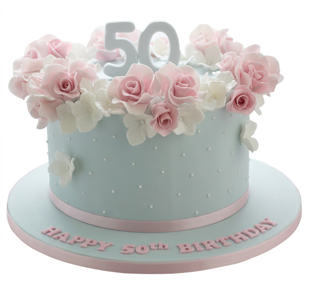 Elegant Floral Birthday Cake for Her