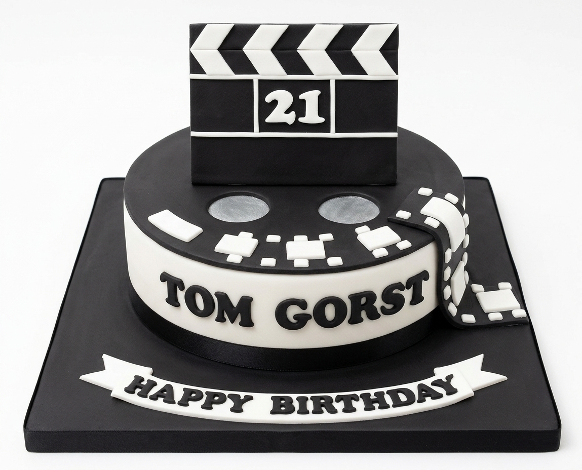 Film Theme Birthday Cake with Custom Clapperboard