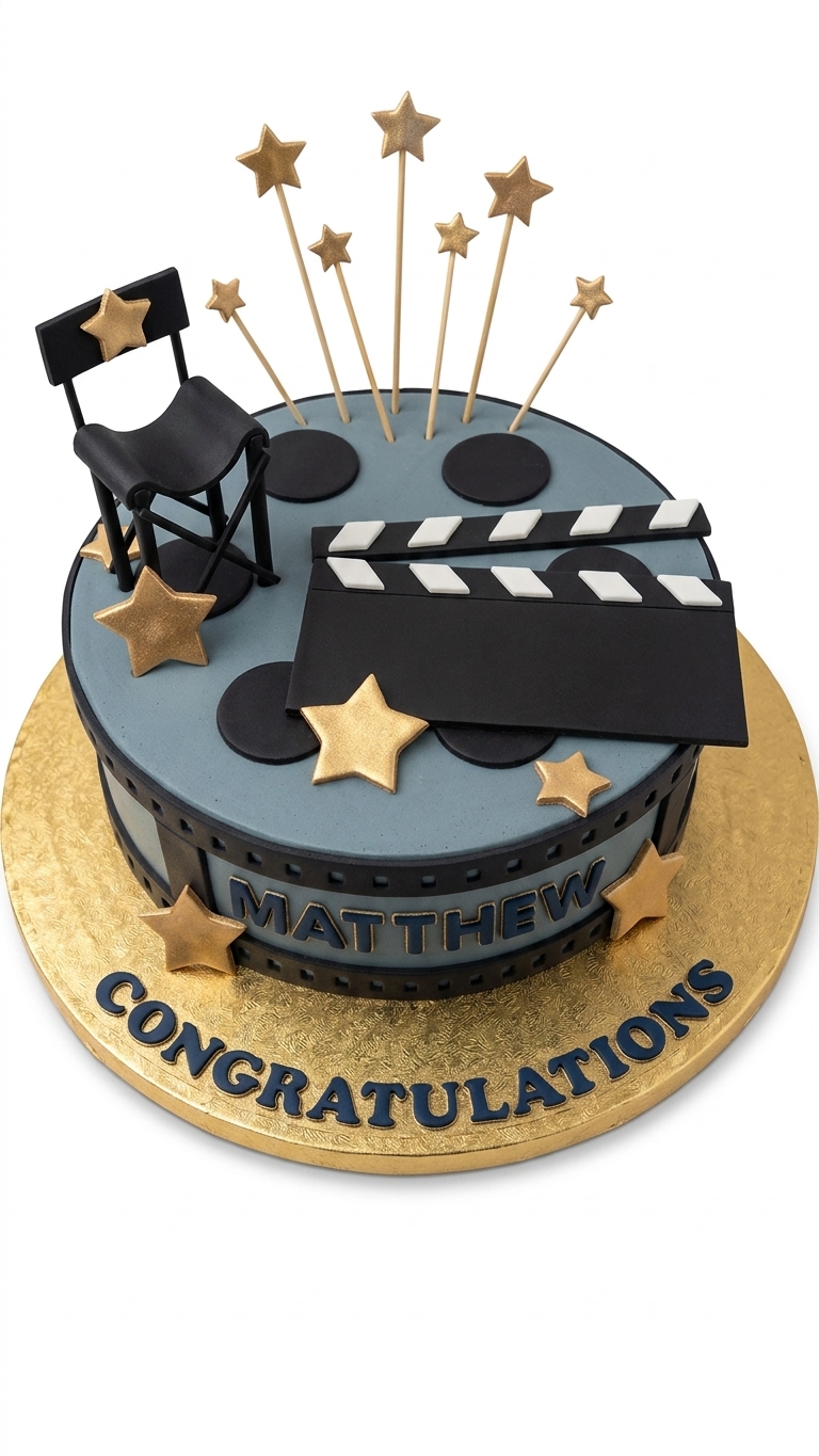 Film Theme Birthday Cake with Clapperboard & Director's Chair