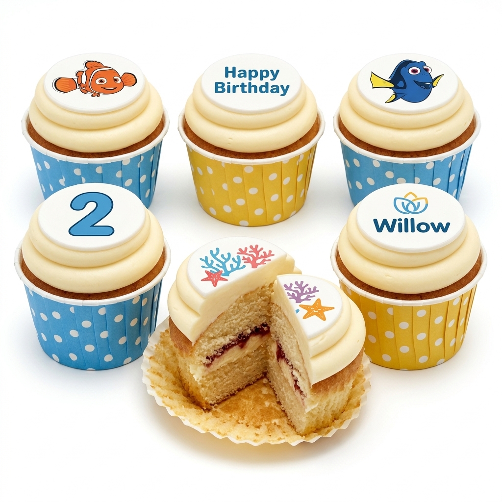 Under The Sea Birthday Cupcakes with Custom Toppers