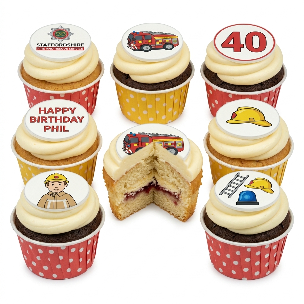 Firefighter Theme Birthday Cupcakes