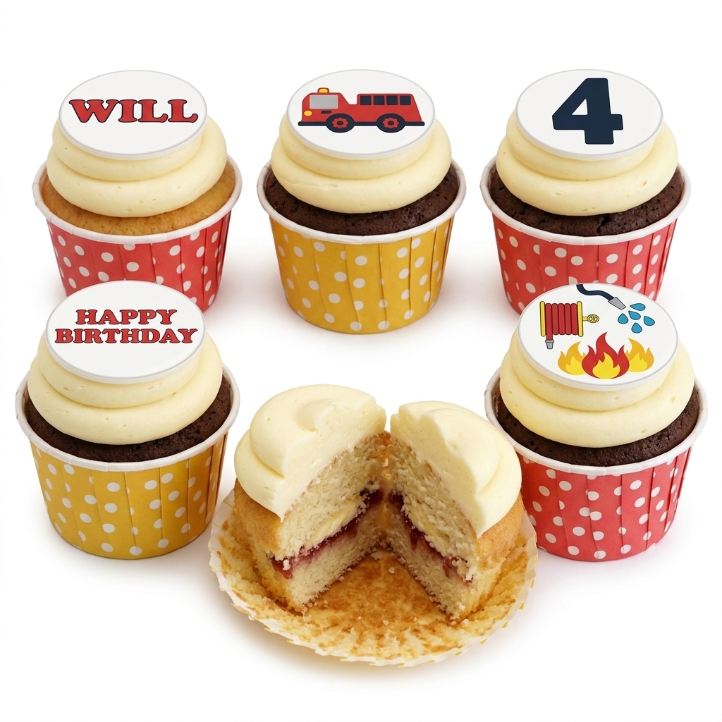 Fire Engine Birthday Cupcakes