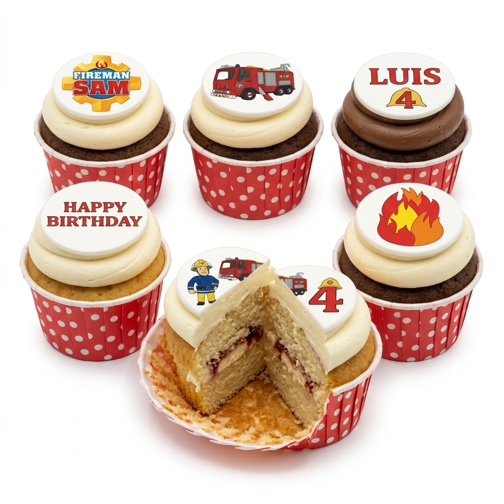Fireman Sam Birthday Cupcakes with Custom Age