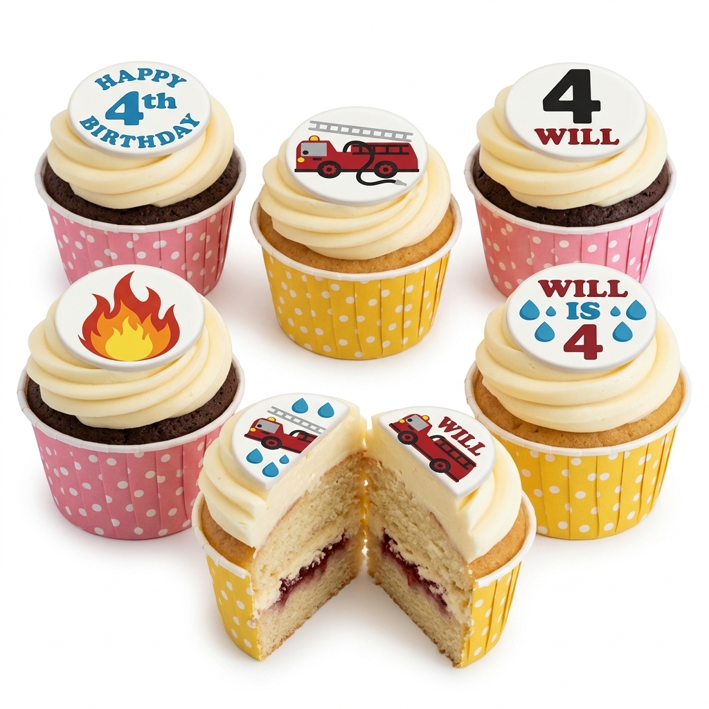 Fire Engine Birthday Cupcakes for Kids