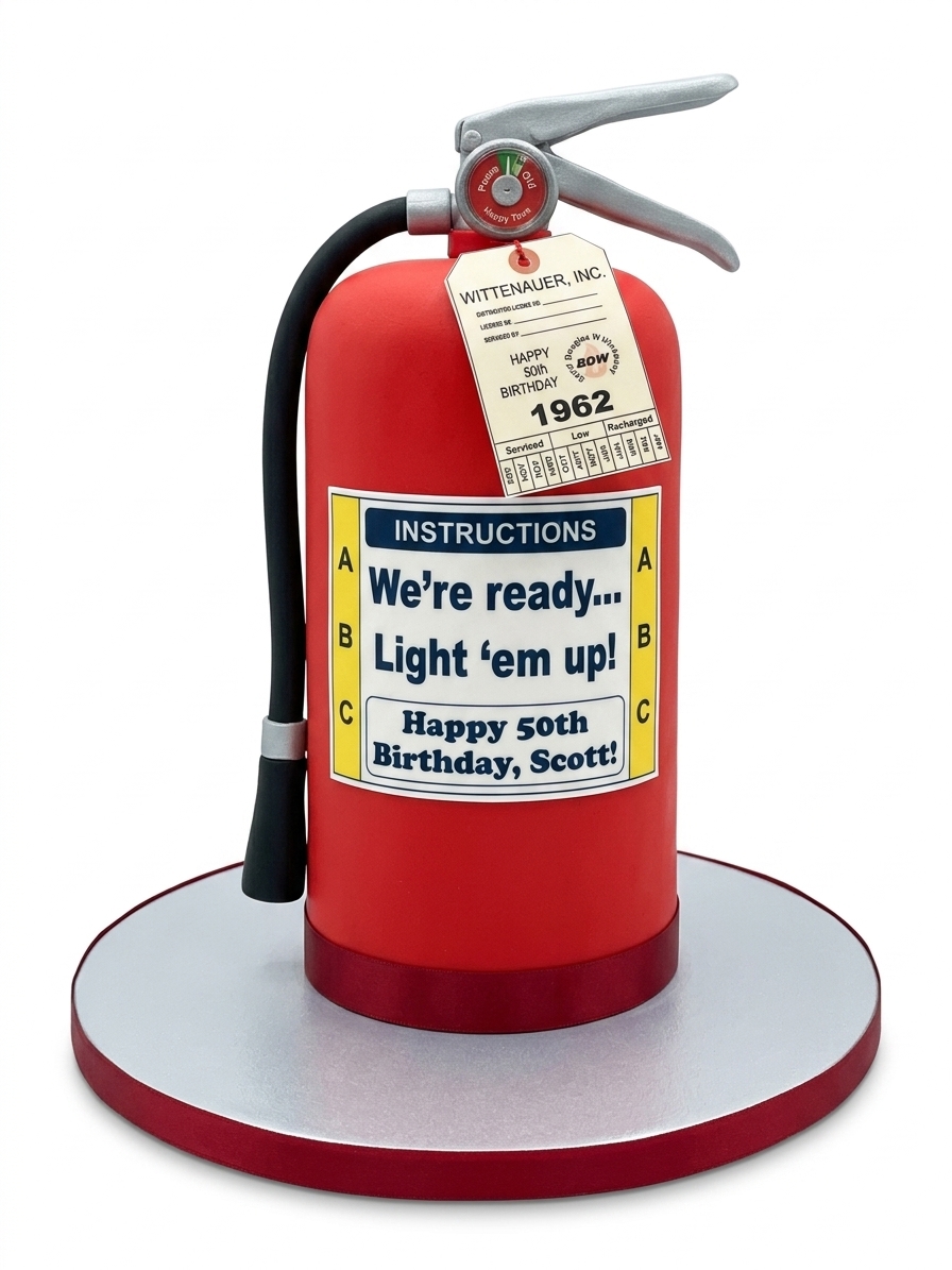 Fire Extinguisher 50th Birthday Cake for Men
