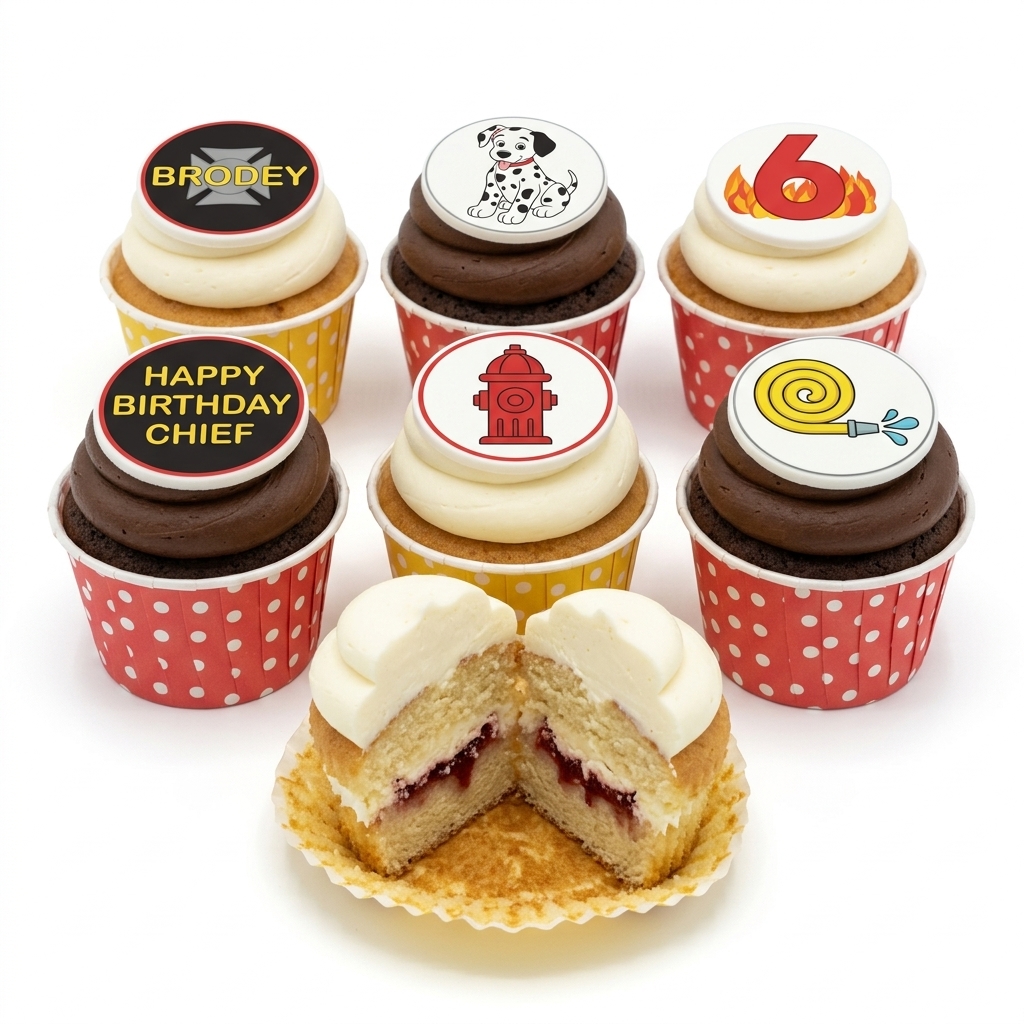 Firefighter Theme Birthday Cupcakes