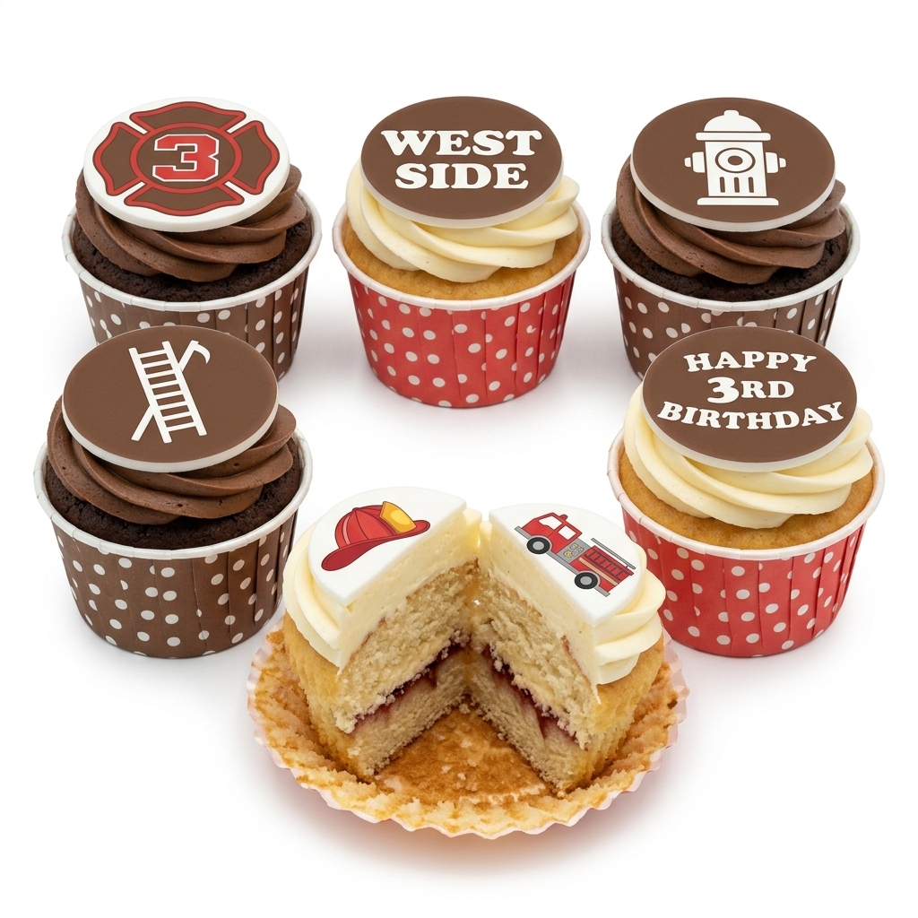 Firefighter Theme Birthday Cupcakes