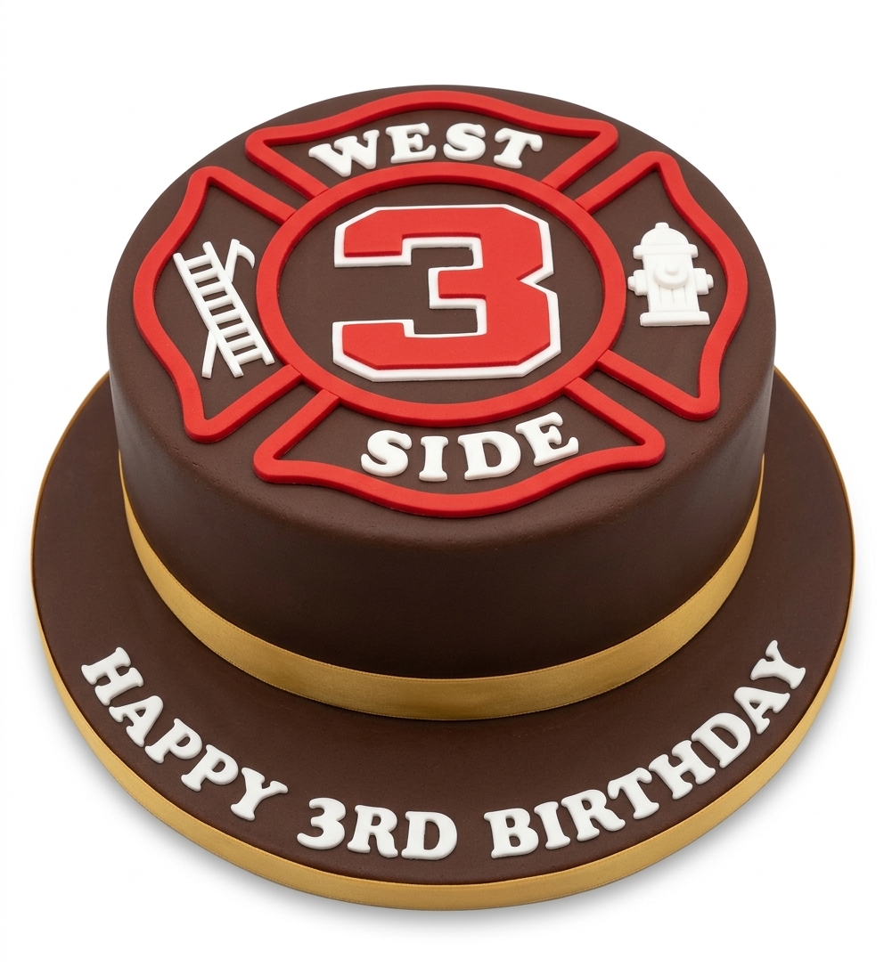Firefighter Theme Birthday Cake for Kids