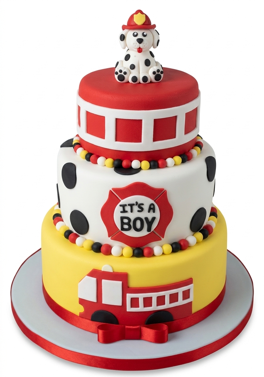 Firefighter Baby Shower Cake for Boys