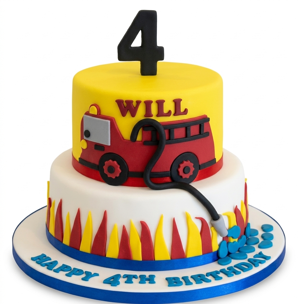 Fire Engine Kids Birthday Cake