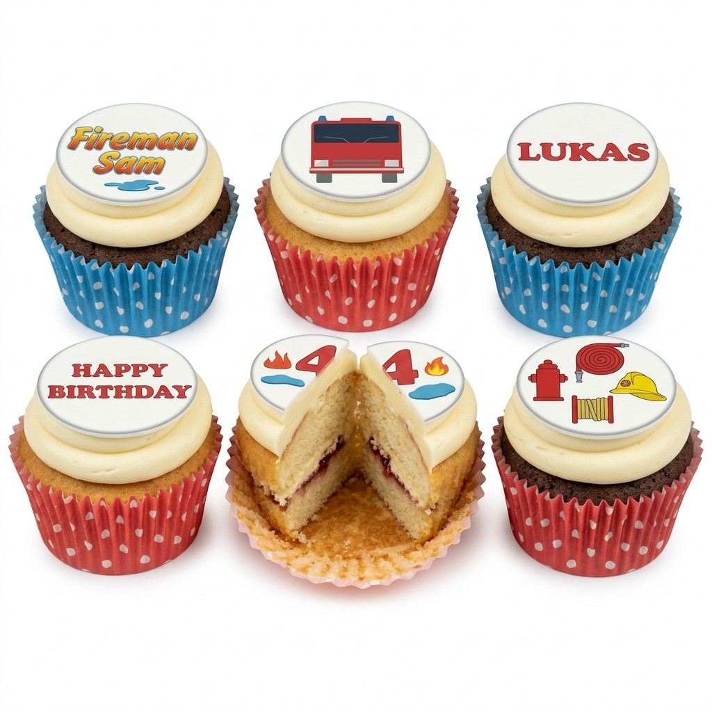 Fireman Sam & Firefighter Birthday Cupcakes