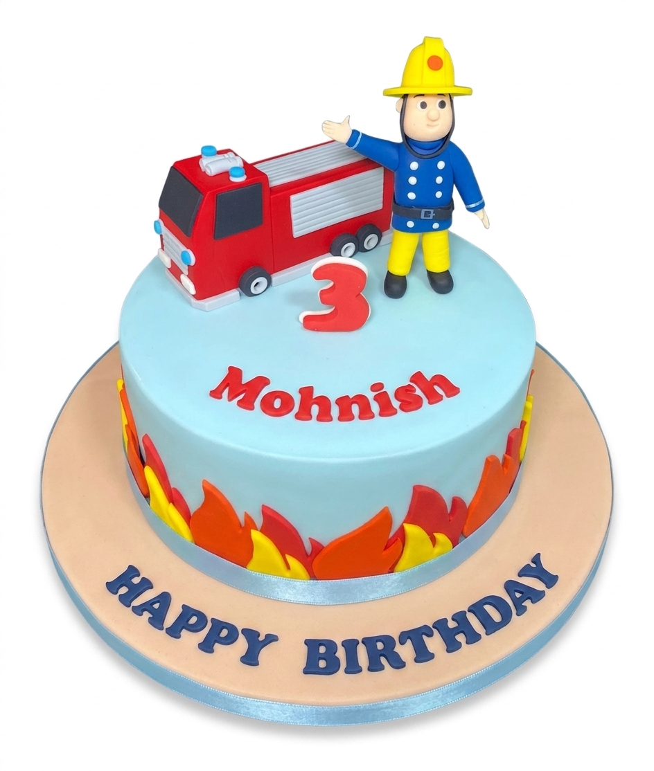 Fireman Birthday Cake with Custom Age & Name
