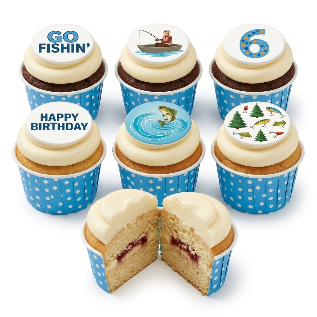 Fishing Theme Birthday Cupcakes for Him