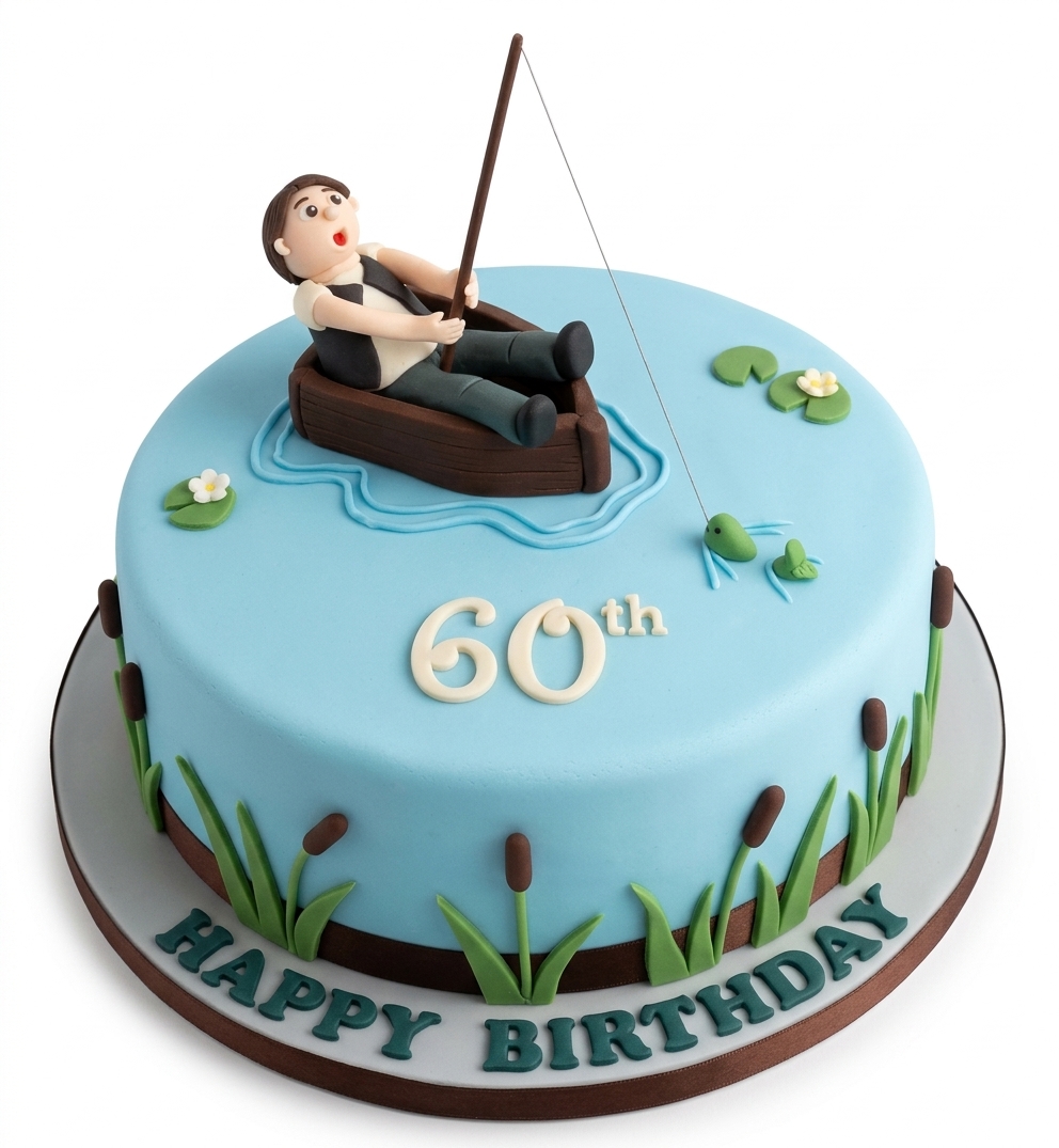 Fishing Theme Birthday Cake for Him
