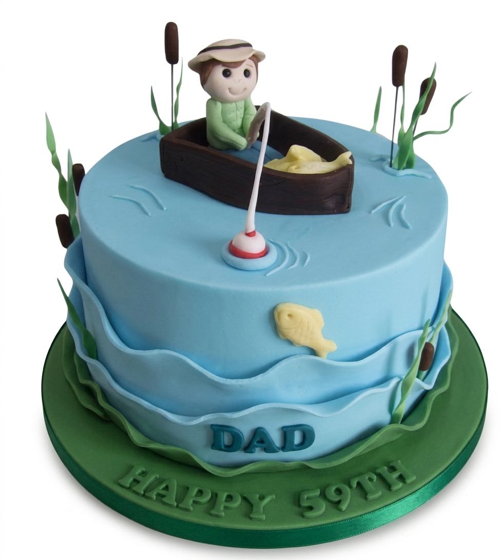 Fishing Theme Birthday Cake for Him
